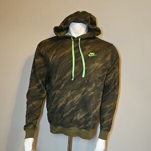 Nike Men's Green Camouflage Camo Pullover Hoodie Size Small
